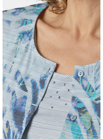 GOLDNER Kurzgröße:  Jersey-Set mit Glitzersteinen in bleu / natur / gemustert