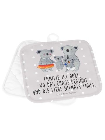 Mr. & Mrs. Panda 2er Set Topflappen  Koala Familie mit Spruch in Grau Pastell