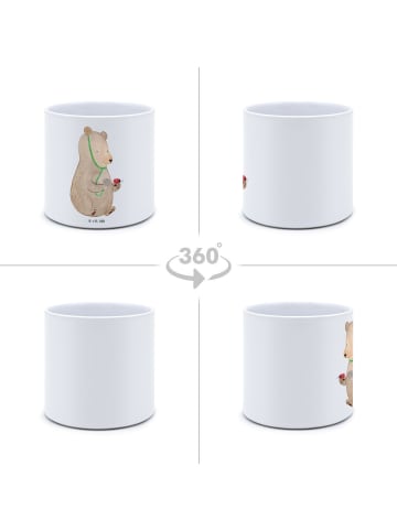 Mr. & Mrs. Panda Blumentopf Bär Arzt ohne Spruch in Weiß