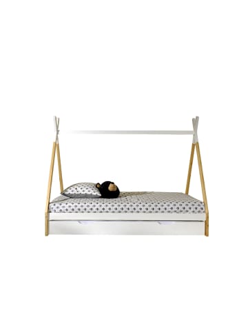 58 aufm Kessel ZELTBETT Karyn 5 206x158x98 aus Kiefer Massivholz in Weiß/natur