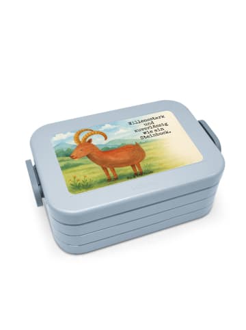 Mr. & Mrs. Panda Bento Box Sternzeichen Steinbock Design mit Spruch in Blau Pastell