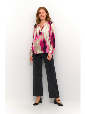 Kaffe Langarm-Bluse KAbeathe in Pink Abstract Print