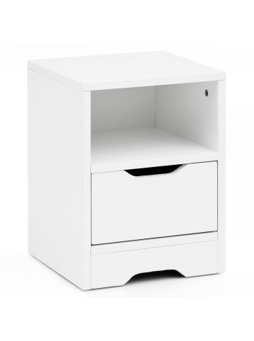 KADIMA DESIGN Moderne Nachtkonsole ILM: geräumige Schublade, Regalfach, melaminharzbeschichtet in Weiß