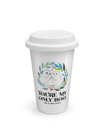Mr. & Mrs. Panda Thermobecher To Go Gespenster  Liebe  mit Spruch in Weiß