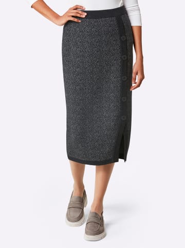 creation L Woll-Viskose-Strickrock in graphit-grau-gemustert