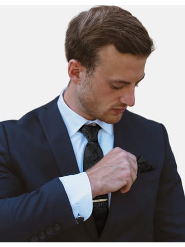 Massi Morino  Krawatten-Set in Paisley Schwarz
