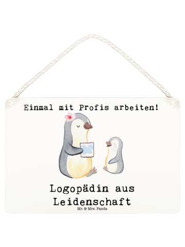 Mr. & Mrs. Panda Deko Schild Logopädin Leidenschaft mit Spruch in Weiß