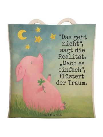 Mr. & Mrs. Panda Tote Bag Schwein Glück Design mit Spruch in Weiß