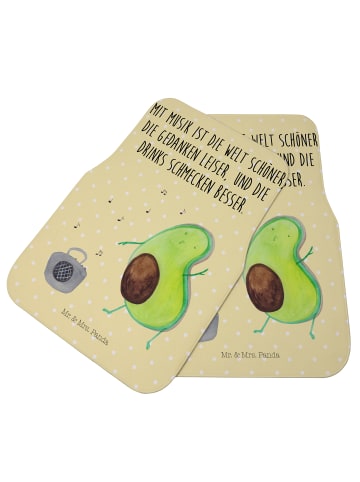 Mr. & Mrs. Panda Fahrer Autofußmatte Avocado Tanzen mit Spruch in Gelb Pastell