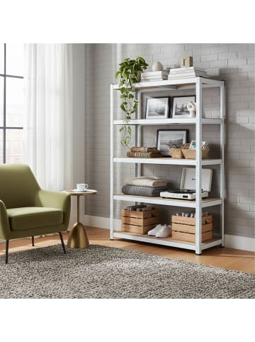 relaxdays Schwerlastregal in Weiß/ Braun - (B)100 x (H)200 x (T)60 cm