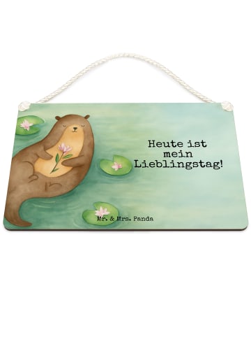Mr. & Mrs. Panda Schild Otter Seerose Design mit Spruch in Weiß