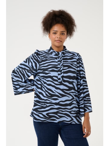 KAFFE curve Bluse kurzarm KColena Regular fit in Blue / Black graphic