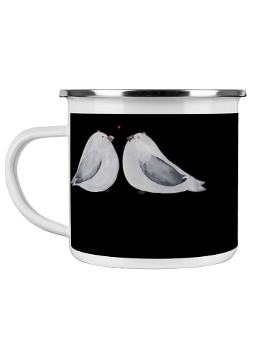 Mr. & Mrs. Panda Camping Emaille Tasse 9. Hochzeitstag Keramikho... in Schwarz