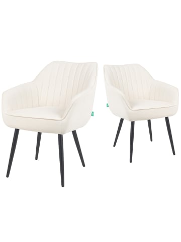 DUBI Möbel 2er-Set: Esszimmerstuhl Mika-Bela in Creme - (B)60 x (H)82 x  (T)61 cm