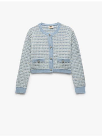 KOTON Cardigan in Blau Karomuster