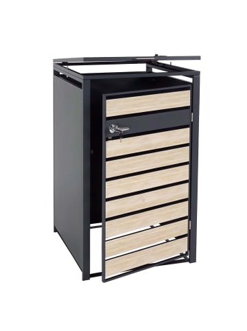 MCW 1er/2er-Mülltonnenverkleidung J81 erweiterbar, Buche-Holzoptik hellbraun