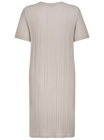 Sublevel Geripptes Kleid mit kurzem Arm und Rundhalsausschnitt in Beige-2