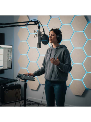 relaxdays 18 x Akustikplatten „Hexagon“ in Grau – 30 x 26 cm