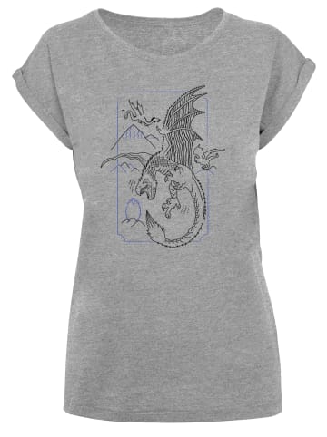 F4NT4STIC T-Shirt Harry Potter Dragon Line Art in grau meliert