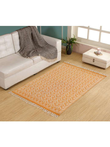 home24 Kurzflorteppich Chevron in Orange