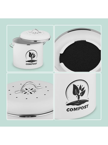 relaxdays Küchen-Komposteimer in Weiß - 3,5 Liter