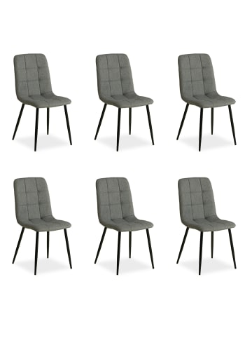 Homestyle4u Esszimmerstuhl 6er Set in Grau