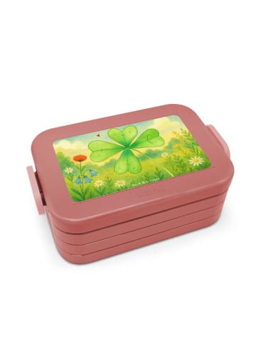 Mr. & Mrs. Panda Vesperbox Blume Kleeblatt Design ohne Spruch in Rot Pastell