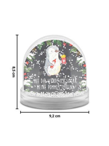 Mr. & Mrs. Panda Schneekugel Pinguin Pommes mit Spruch in Kreidetafel