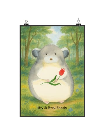 Mr. & Mrs. Panda Poster Chinchilla Blume Design ohne Spruch in Weiß