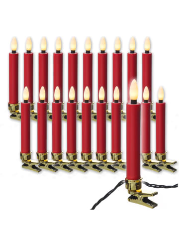 MARELIDA LED Weihnachtskerzen Lichterkette 20 Baumkerzen L: 9,5m in rot