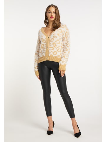 faina Damen Strickjacke in Wollweiss Hellkamel