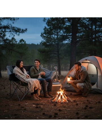 relaxdays Camping Bank in Grau - (B)146 x (H)84 x (T)54 cm