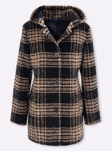 Sieh an! Outdoorjacke in schwarz-camel-kariert