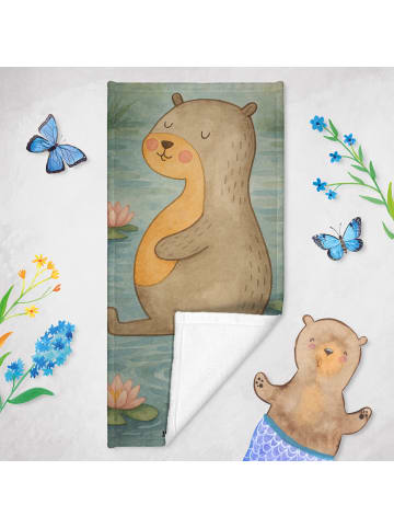 Mr. & Mrs. Panda Badehandtuch Otter Bauch Design ohne Spruch in Grau Pastell