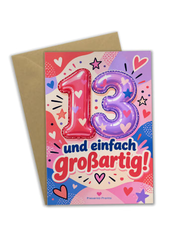 Mr. & Mrs. Panda Geburtstagskarte 13. Geburtstag Zahl modisch De... in Weiß
