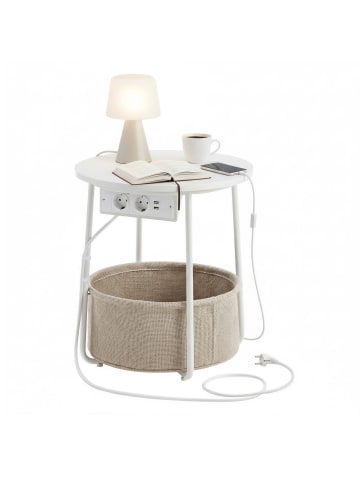VASAGLE Beistelltisch Lilea in Mattweiß-Beige - (B)45 x (H)50 x (T)45 cm