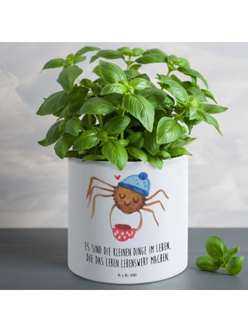 Mr. & Mrs. Panda XL Blumentopf Spinne Agathe Kaffee mit Spruch in Weiß
