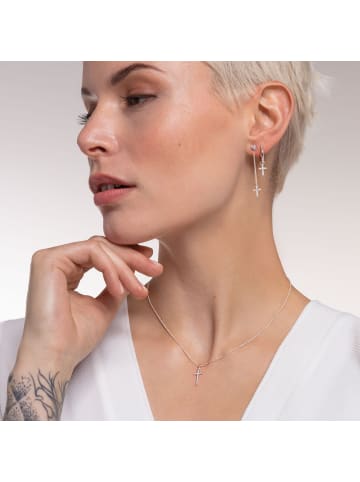 Thomas Sabo Kette Kreuz Pavé in silber, weiß