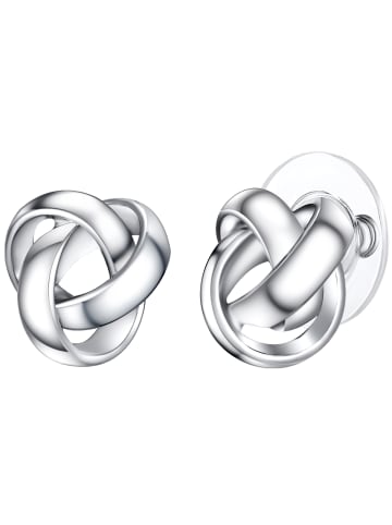 Lulu & Jane Ohrstecker Knoten aus Messing in silber