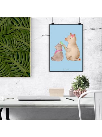 Mr. & Mrs. Panda Plakat Bär Kind ohne Spruch in Blau Pastell
