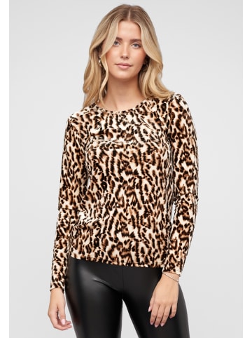 Cloud5ive Cloud5ive Langarm Samt Shirt Longsleeve mit Leo Print in beige