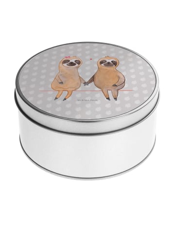 Mr. & Mrs. Panda Blechdose rund Faultier Pärchen ohne Spruch in Grau Pastell