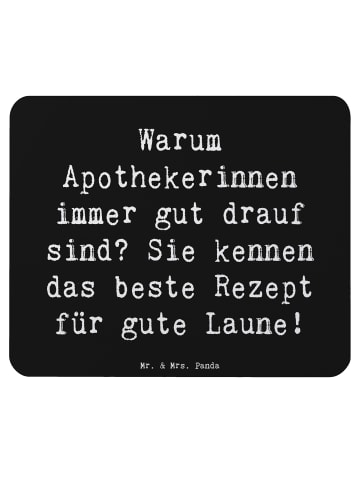 Mr. & Mrs. Panda Mauspad Spruch Glückliche Apothekerin mit Spruch in Schwarz