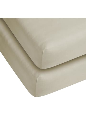 Aspero 2 x Spannbettlaken aus Baumwolle in Beige