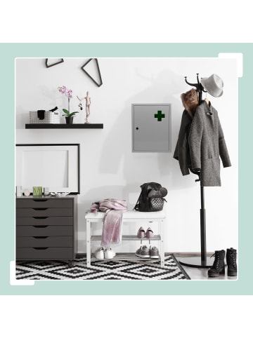 relaxdays Medizinschrank in Weiß/ Grün - (B)35,5 x (H)43 x (T)8 cm