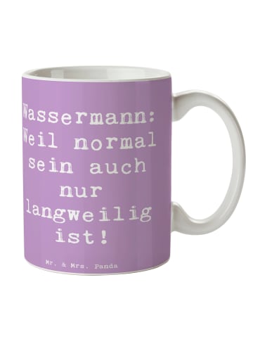 Mr. & Mrs. Panda Keramiktasse Spruch Wassermann Unikat mit Spruch in Lavendeltraum