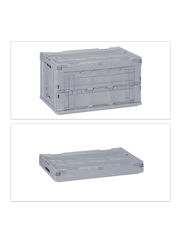 relaxdays 4x Klappbox in Grau - 60 l