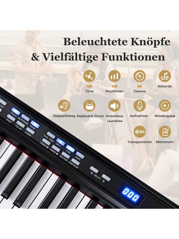 COSTWAY Keyboard Piano 88 Tasten mit Hocker in Schwarz