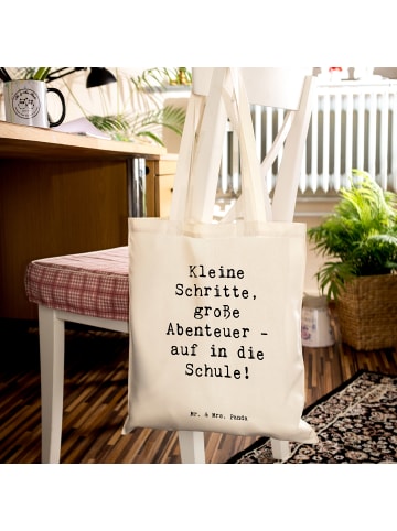 Mr. & Mrs. Panda Jutebeutel Spruch Schulanfang Abenteuer mit Spruch in Creme