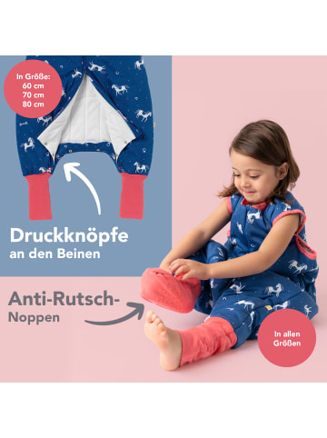Schlummersack Schlafsack mit Füßen und umklappbaren Bündchen, 2.5 TOG in Blau